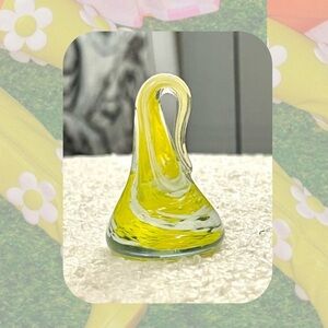 green & white swirl glass art home decor